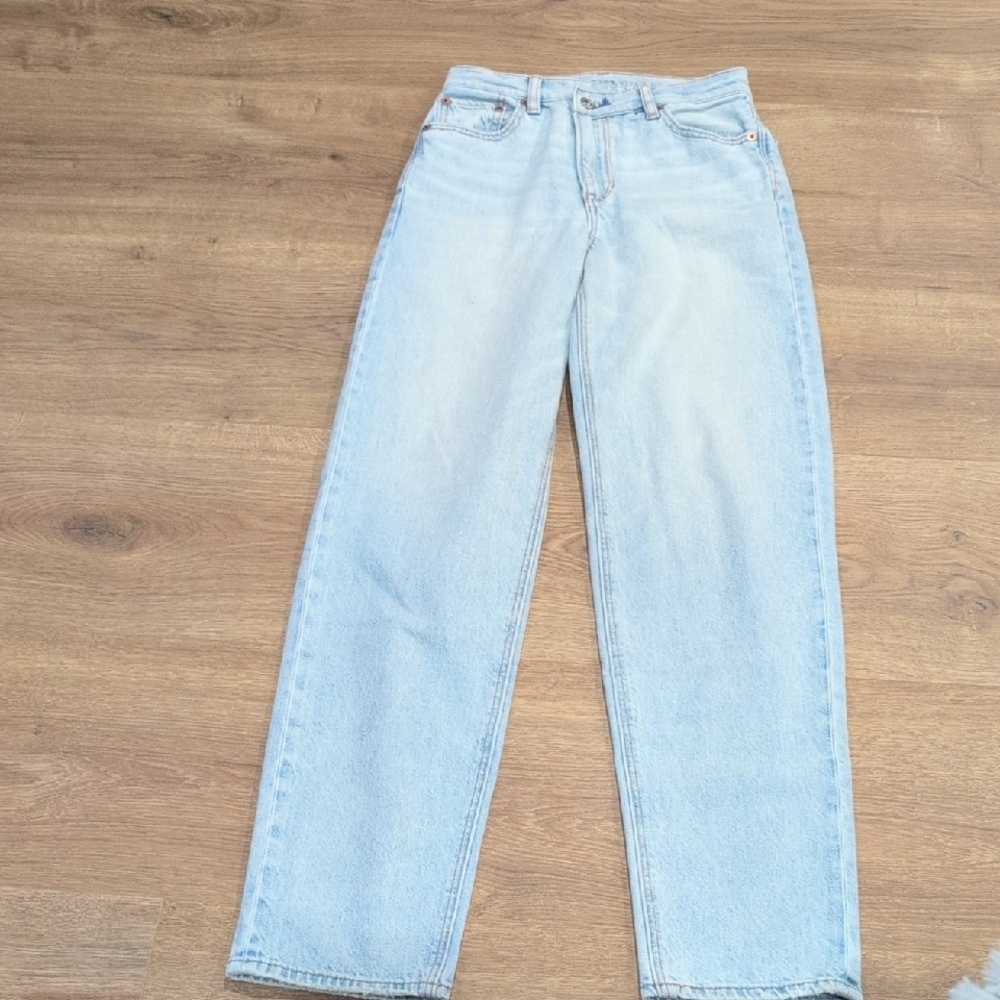 American Eagle Outfitters Light Wash 00 highest rose baggy straight